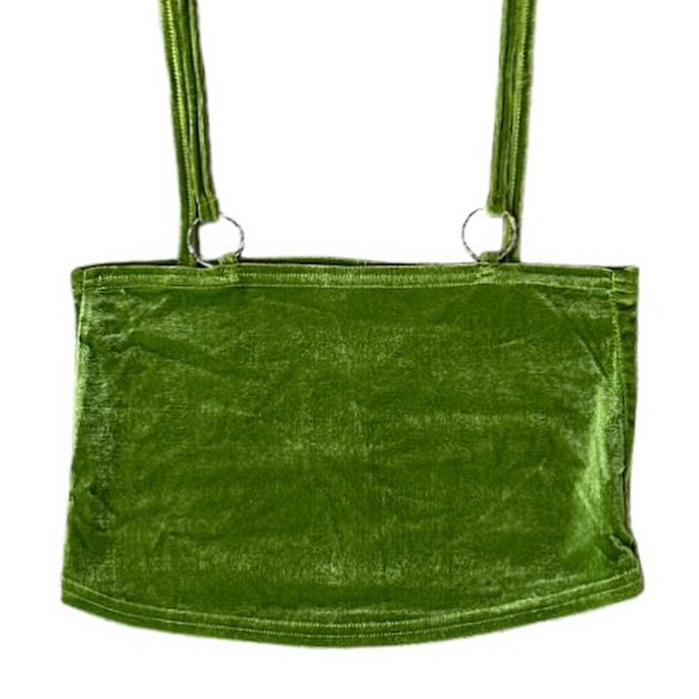 Green Velvet Crop Top
